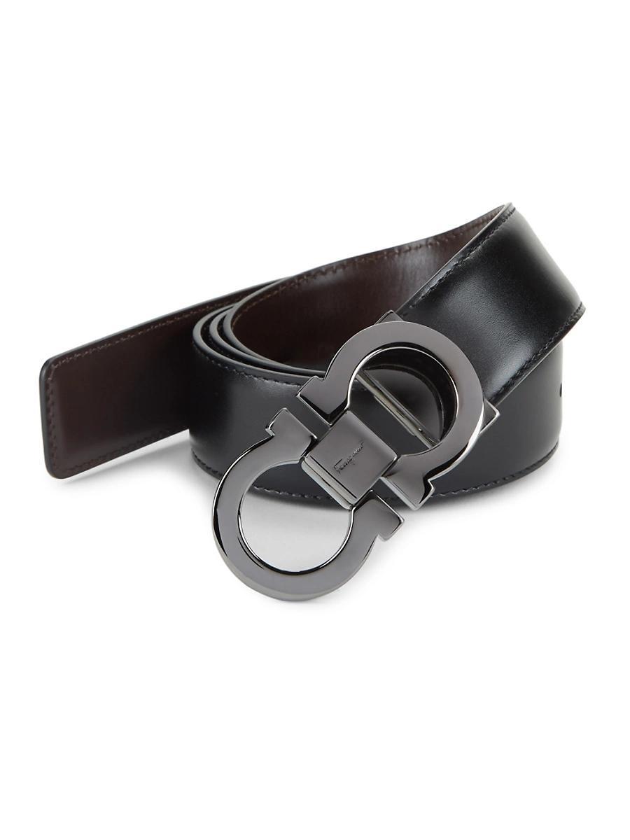 Mens Reversible Leather Double-Gancio Belt Product Image