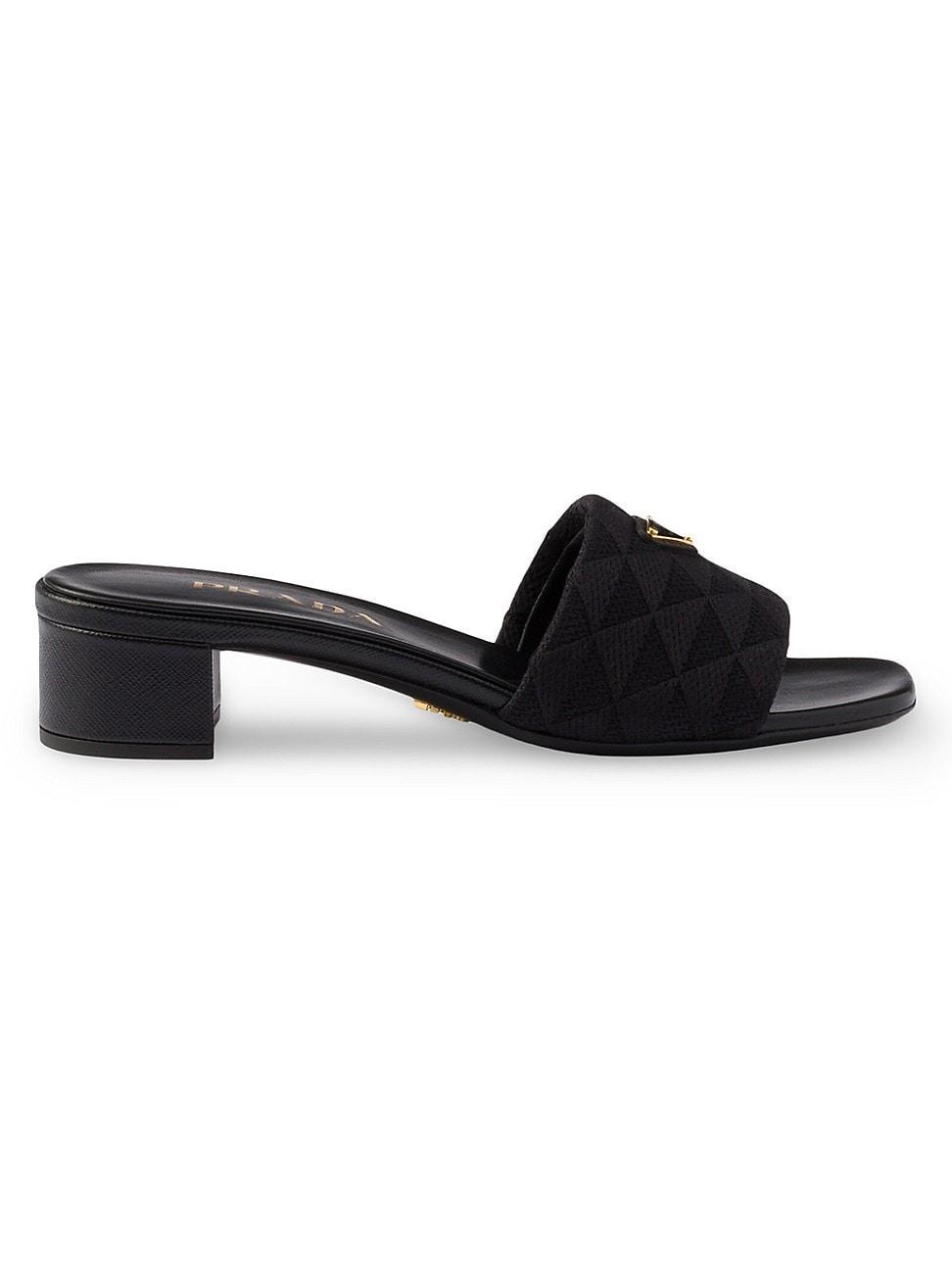 Womens Embroidered Fabric Slides Product Image