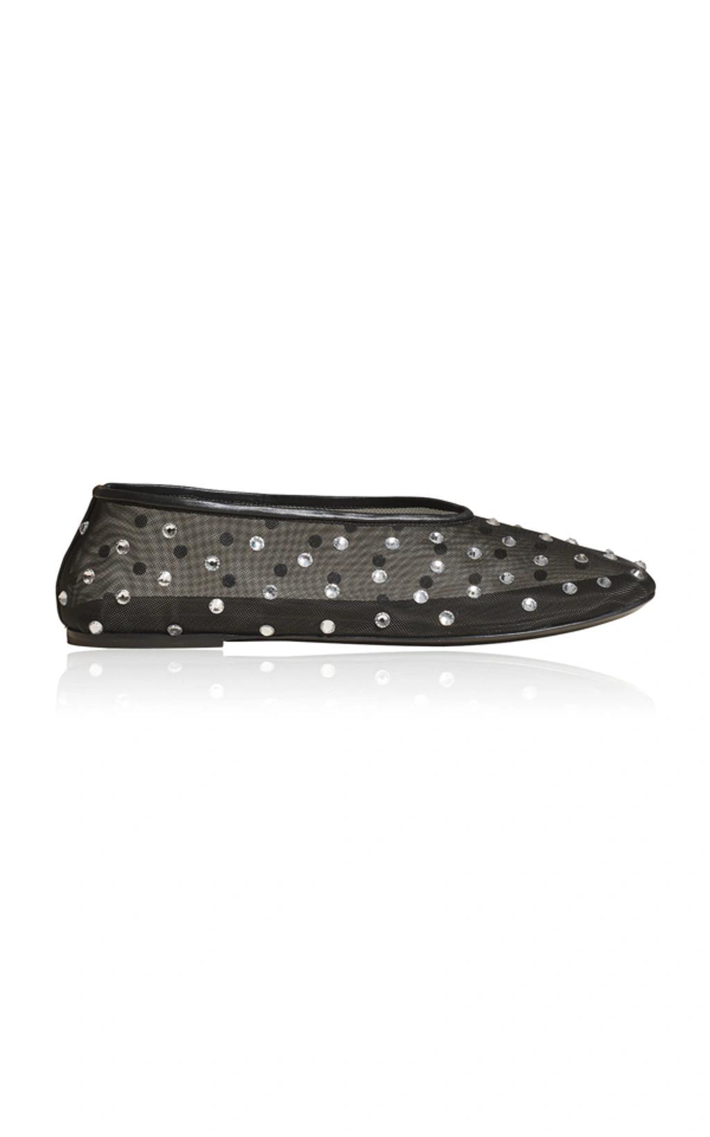 KHAITE Marcy Crystal-embellished Mesh Flats In Black Product Image