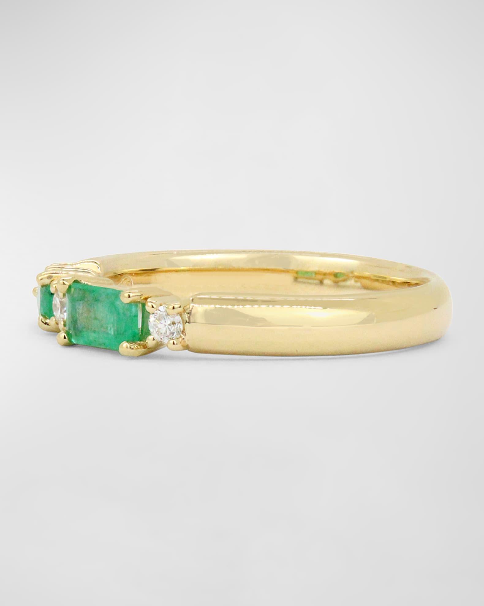 Pear and Emerald-Cut Gemstone 14K Band Ring Product Image