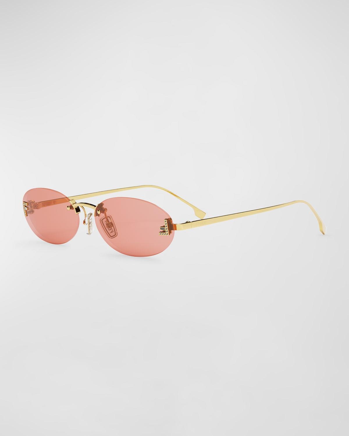 Embellished FF Oval Metal Sunglasses Product Image