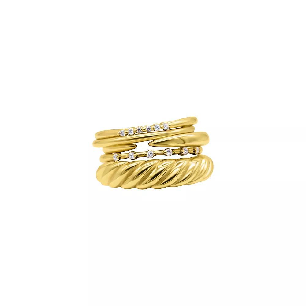 Adornia Gold Tone Crystal Stacking Bands 5-piece Set, Women's, Size: 6 Product Image