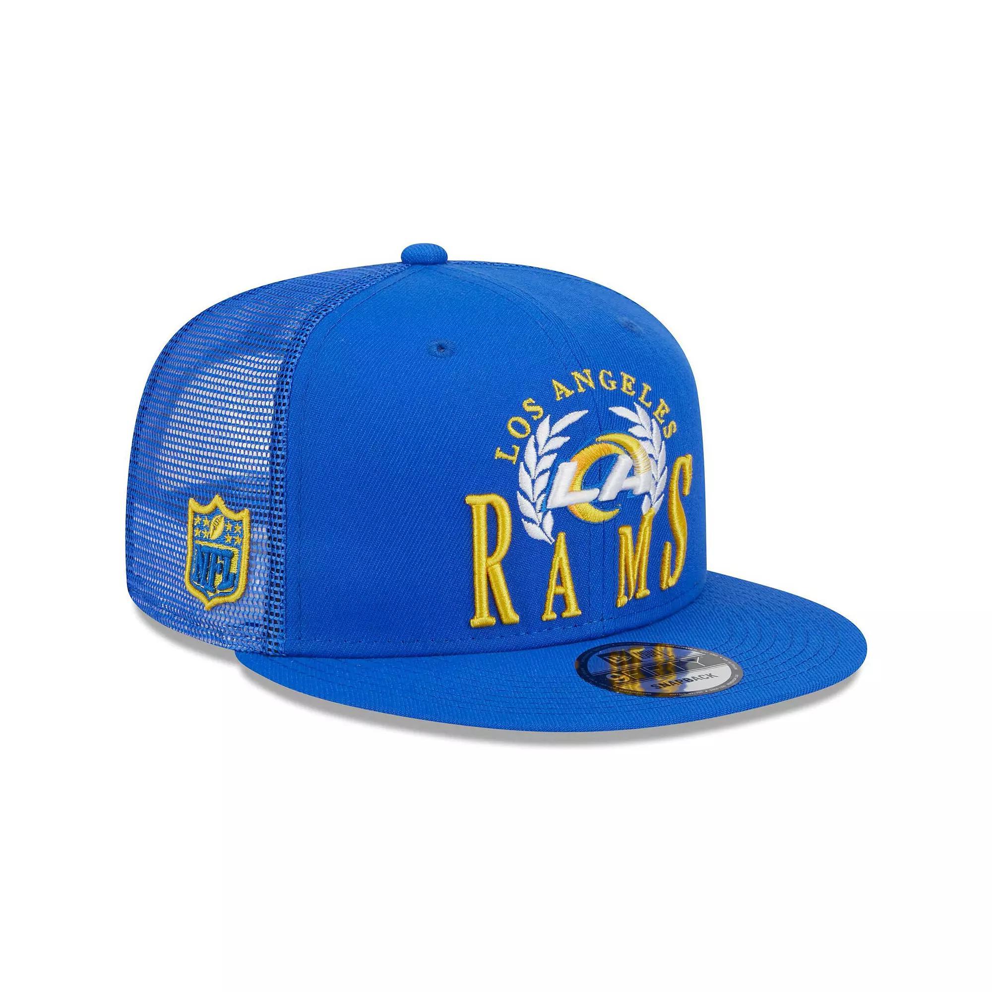 Mens New Era Royal Los Angeles Rams Collegiate Trucker 9FIFTY Snapback Hat Product Image