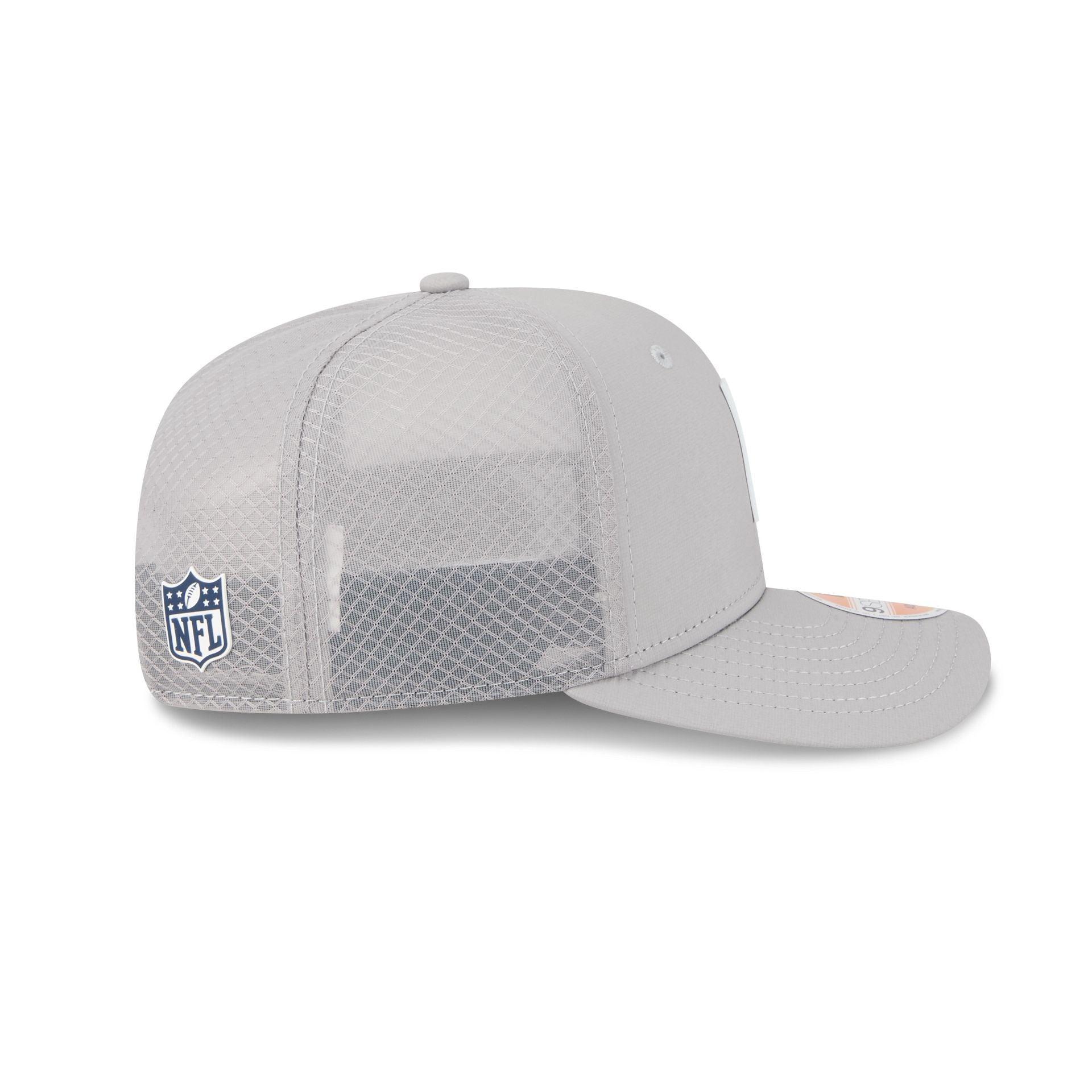 New England Patriots 2025 Sideline Hot Weather Gray 9SEVENTY Trucker Hat Male Product Image