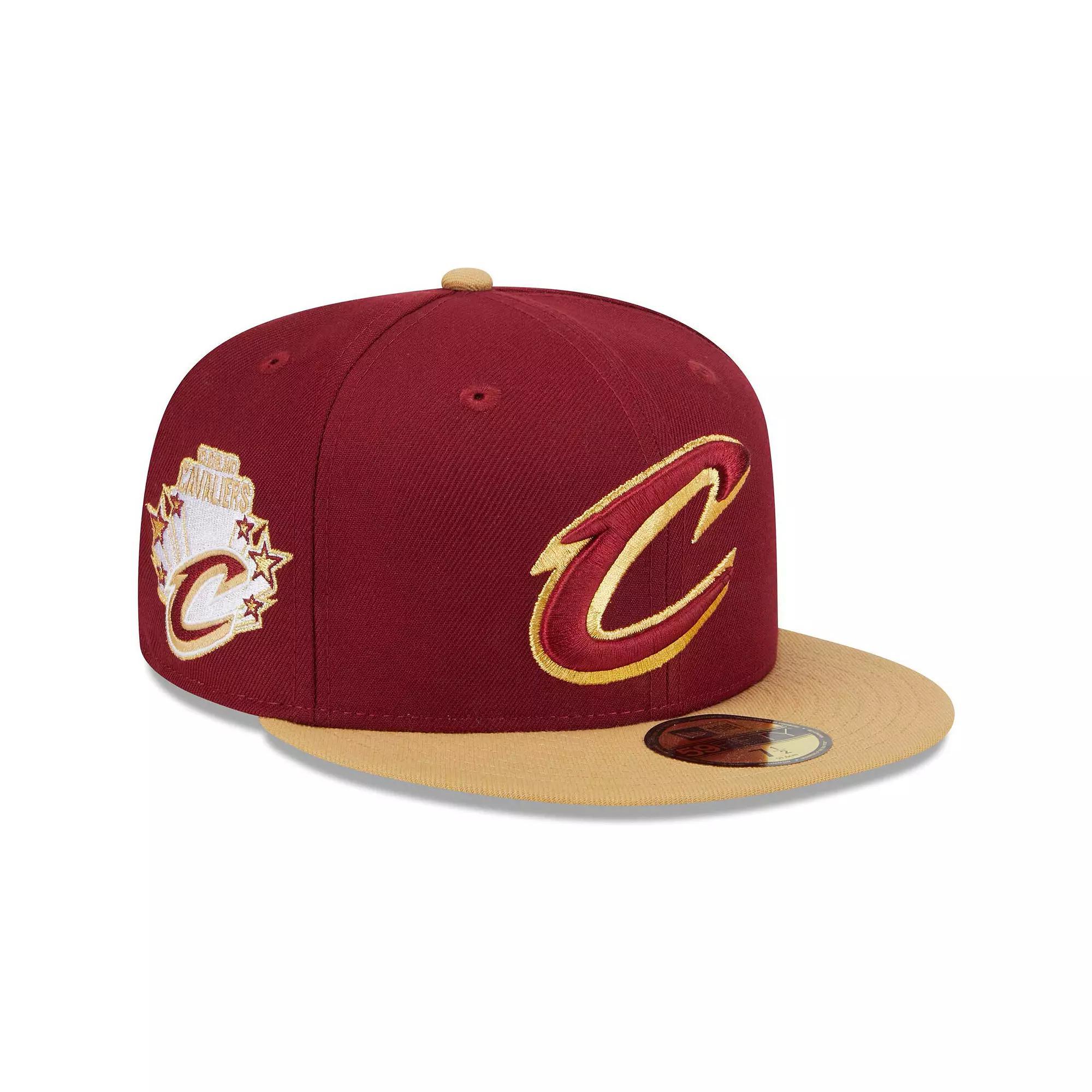 Men's New Era Wine/Gold Cleveland Cavaliers Gameday Gold Pop Stars 59FIFTY Fitted Hat, Size: 7 1/2, Team Product Image