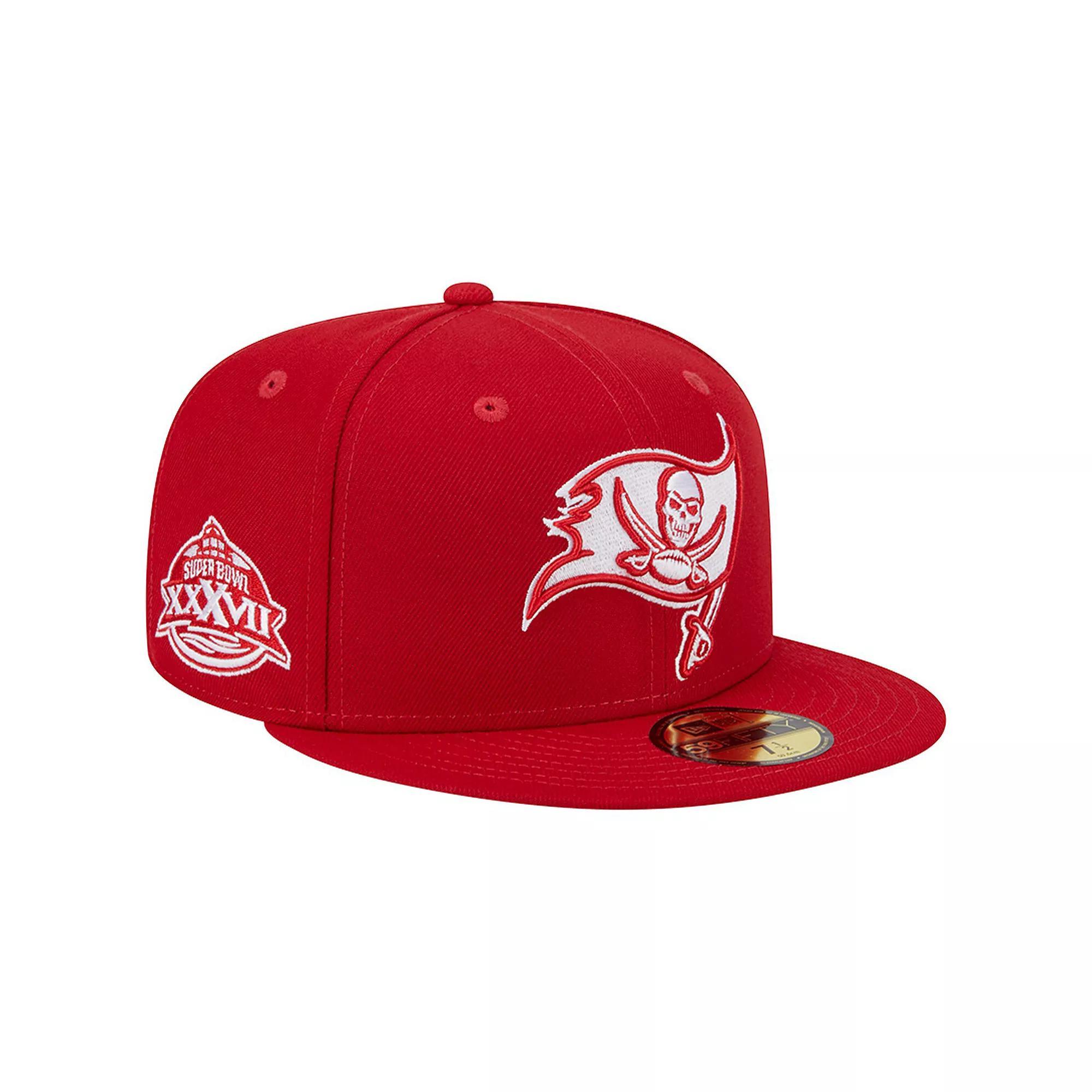 Men's New Era Scarlet Tampa Bay Buccaneers Super Bowl XXXVII Main Patch 59FIFTY Fitted Hat, Size: 7 3/4, Red Product Image