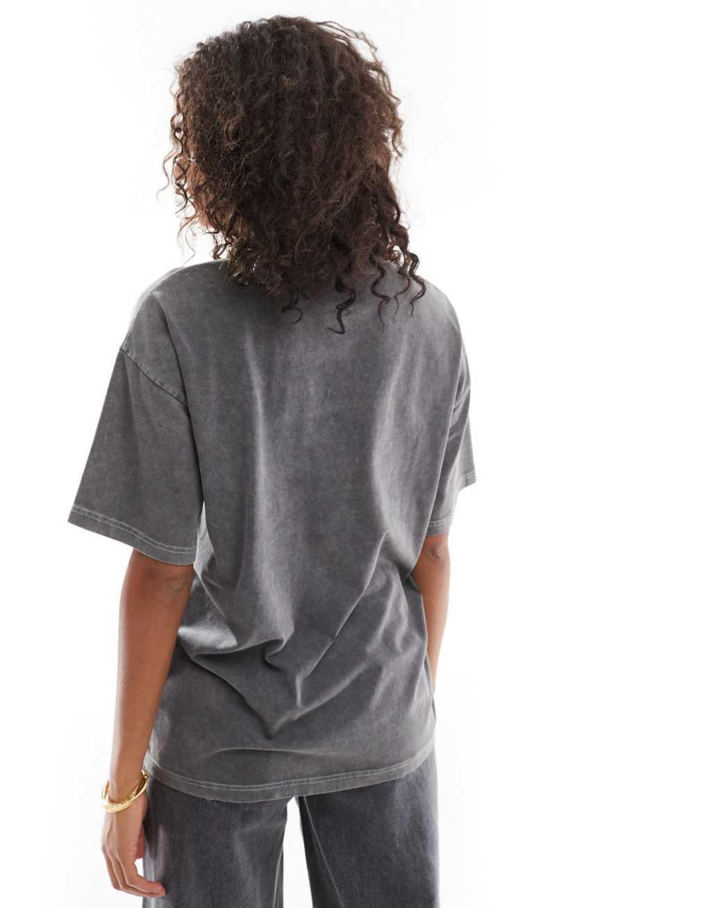 Daisy Street honda racing t-shirt in washed gray Product Image