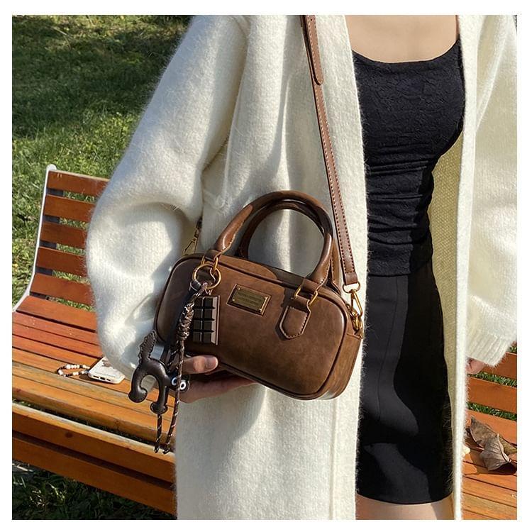 Top Handle Faux Leather Crossbody Bag / Bag Charm / Set Product Image