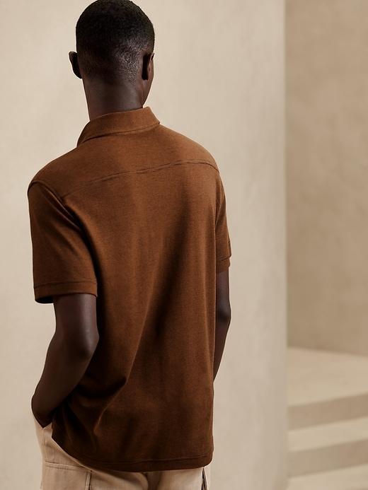 Luxury-Touch Micro-Stripe Polo Product Image