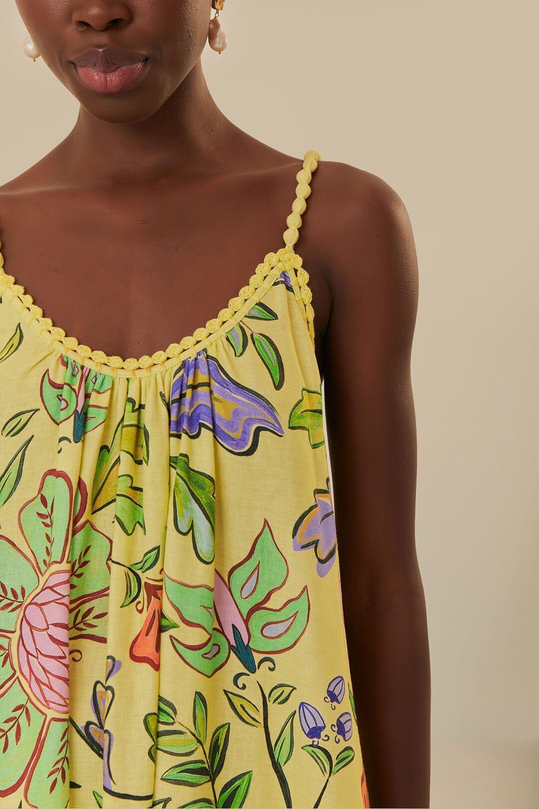 Yellow Floral Insects Maxi Dress Product Image