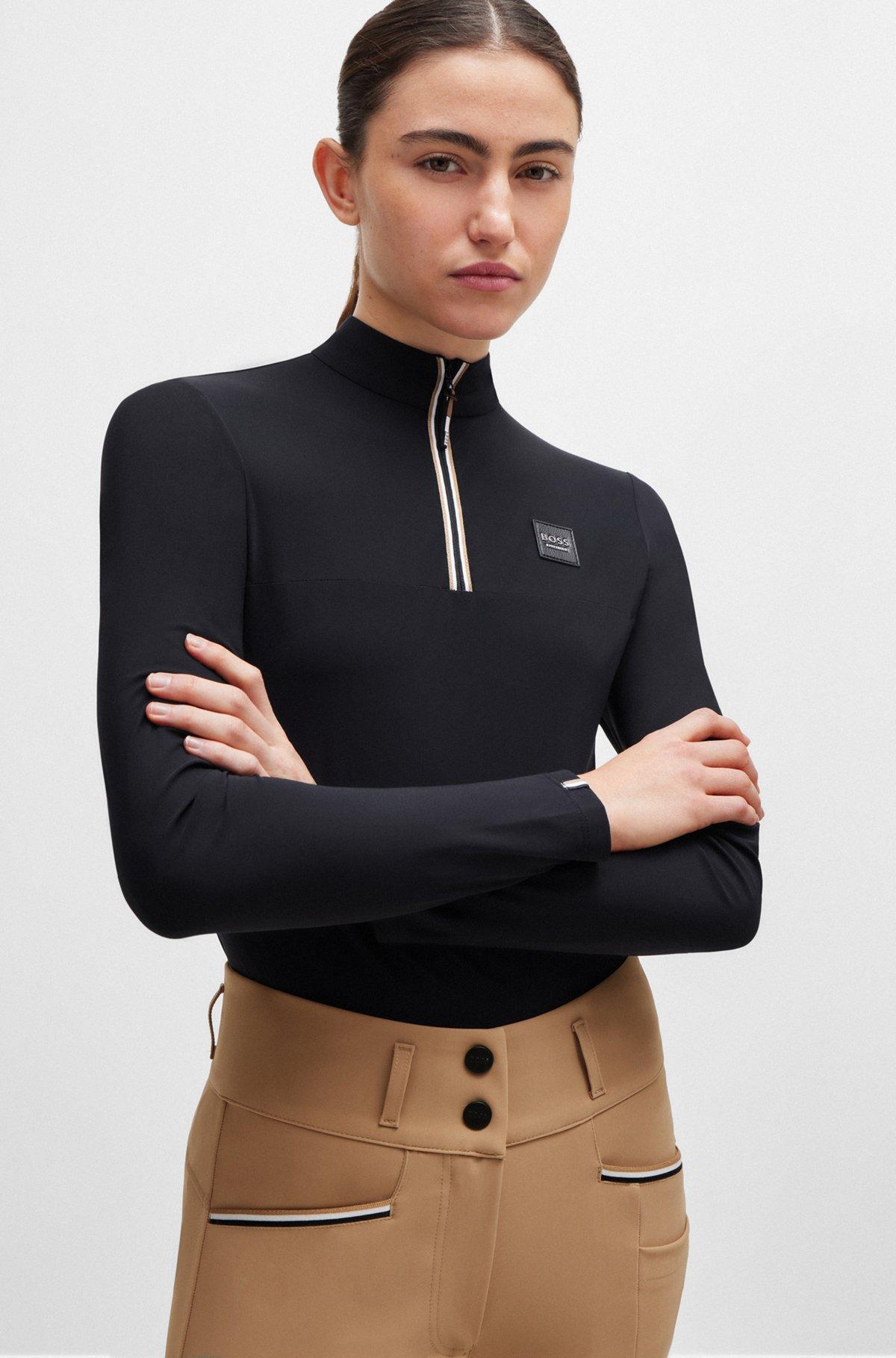 BOSS - Equestrian show top in super-stretch fabric - Black Product Image