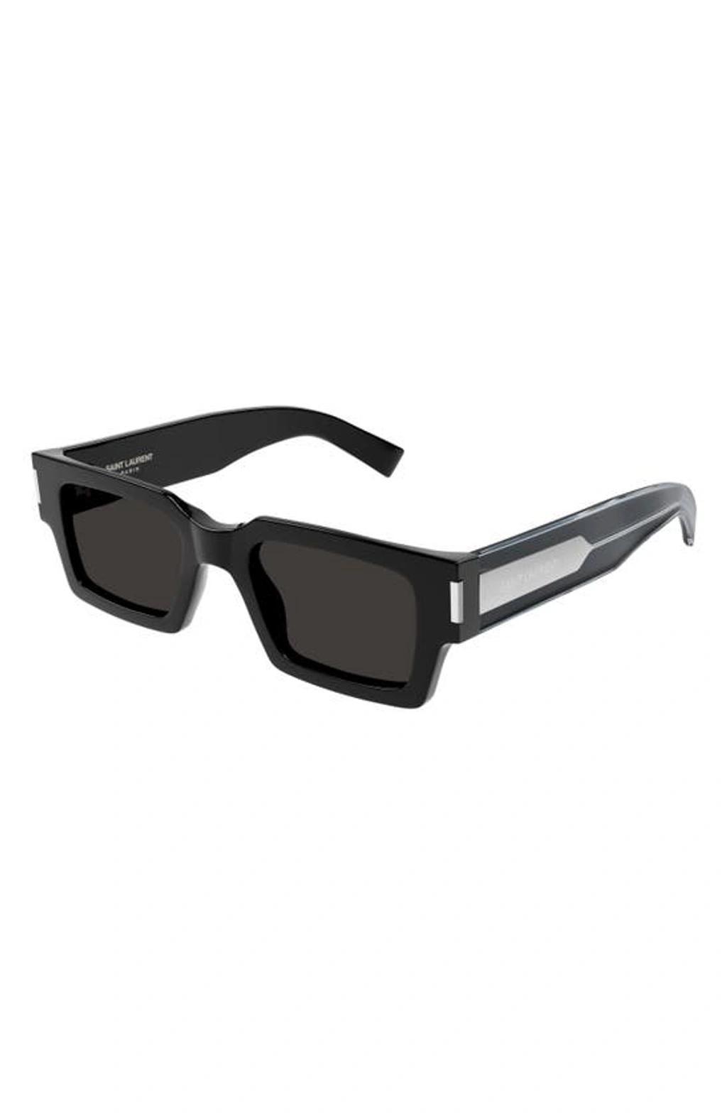 SAINT LAURENT Women's Naked Wirecore 50mm Rectangular Sunglasses In Black Product Image