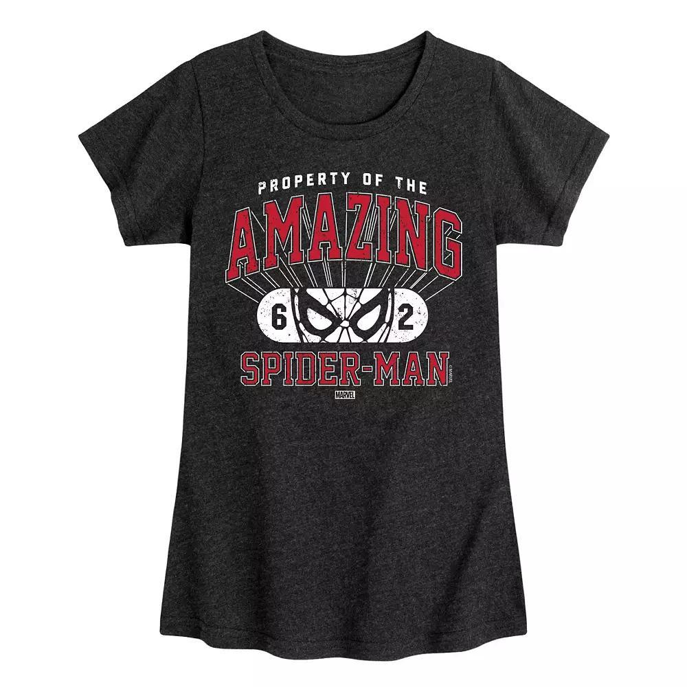 Girls 7-16 Marvel Spider-Man Est. 62 Collegiate Tee, Girls Grey Black Product Image