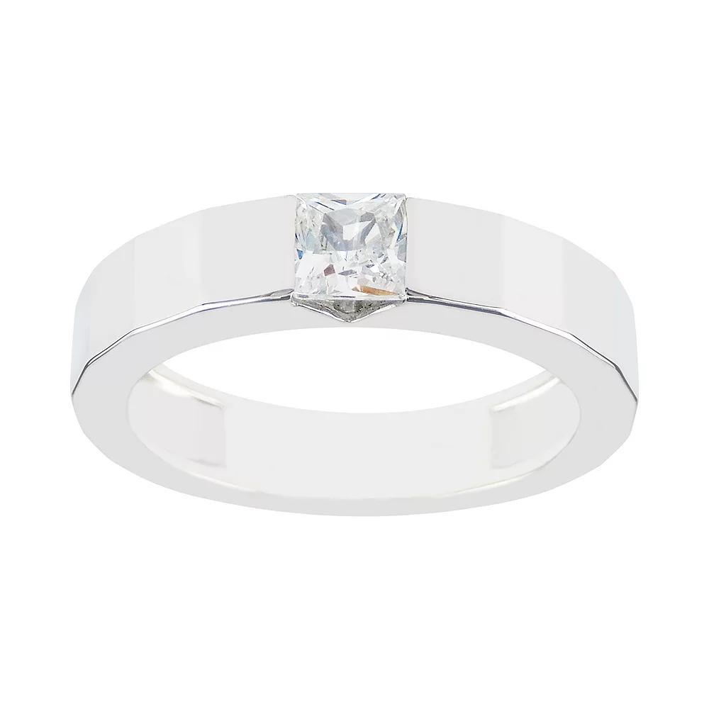 SIRI USA by TJM Sterling Silver Cubic Zirconia Square Inset Ring, Women's, Size: 6 Product Image