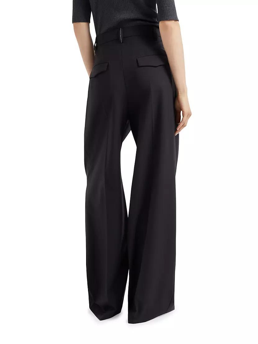 Tropical Luxury Wool High Waist Wide Trousers Product Image