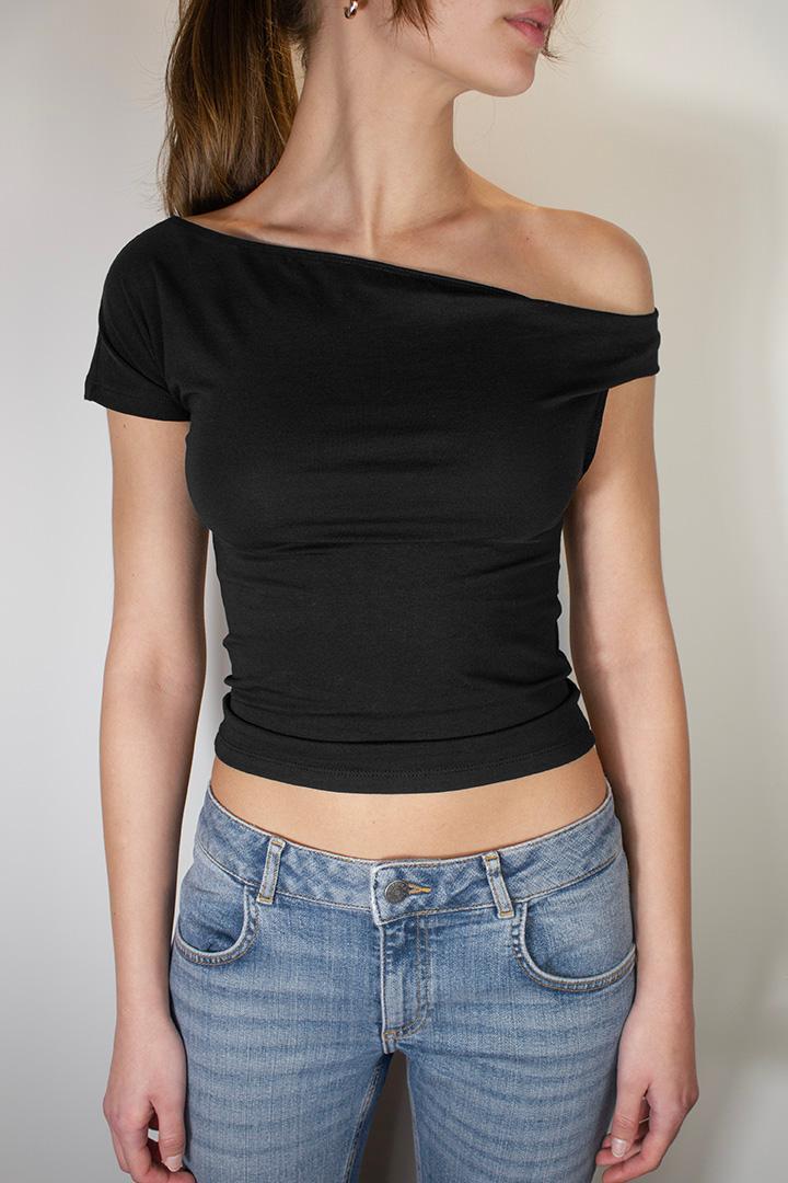 Asymmetric neckline t-shirt Product Image