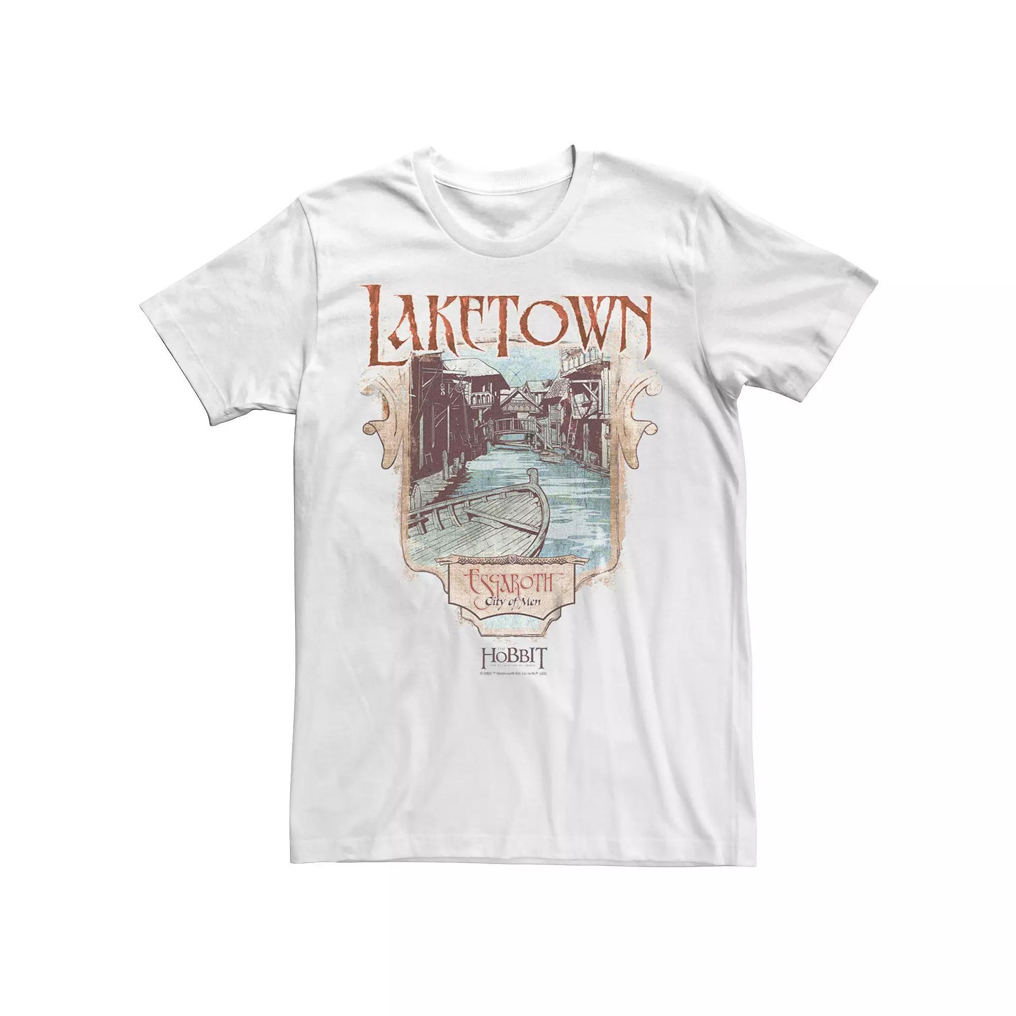 Men's The Hobbit Laketown Poster Draw Tee, Size: Medium, White Product Image