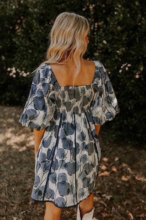 Autumn Stroll Babydoll Mini Dress in Blue Product Image