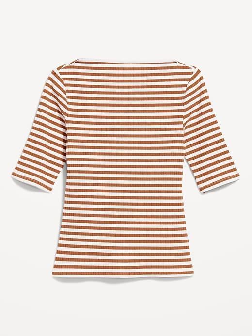 Ribbed Boat-Neck T-Shirt Product Image