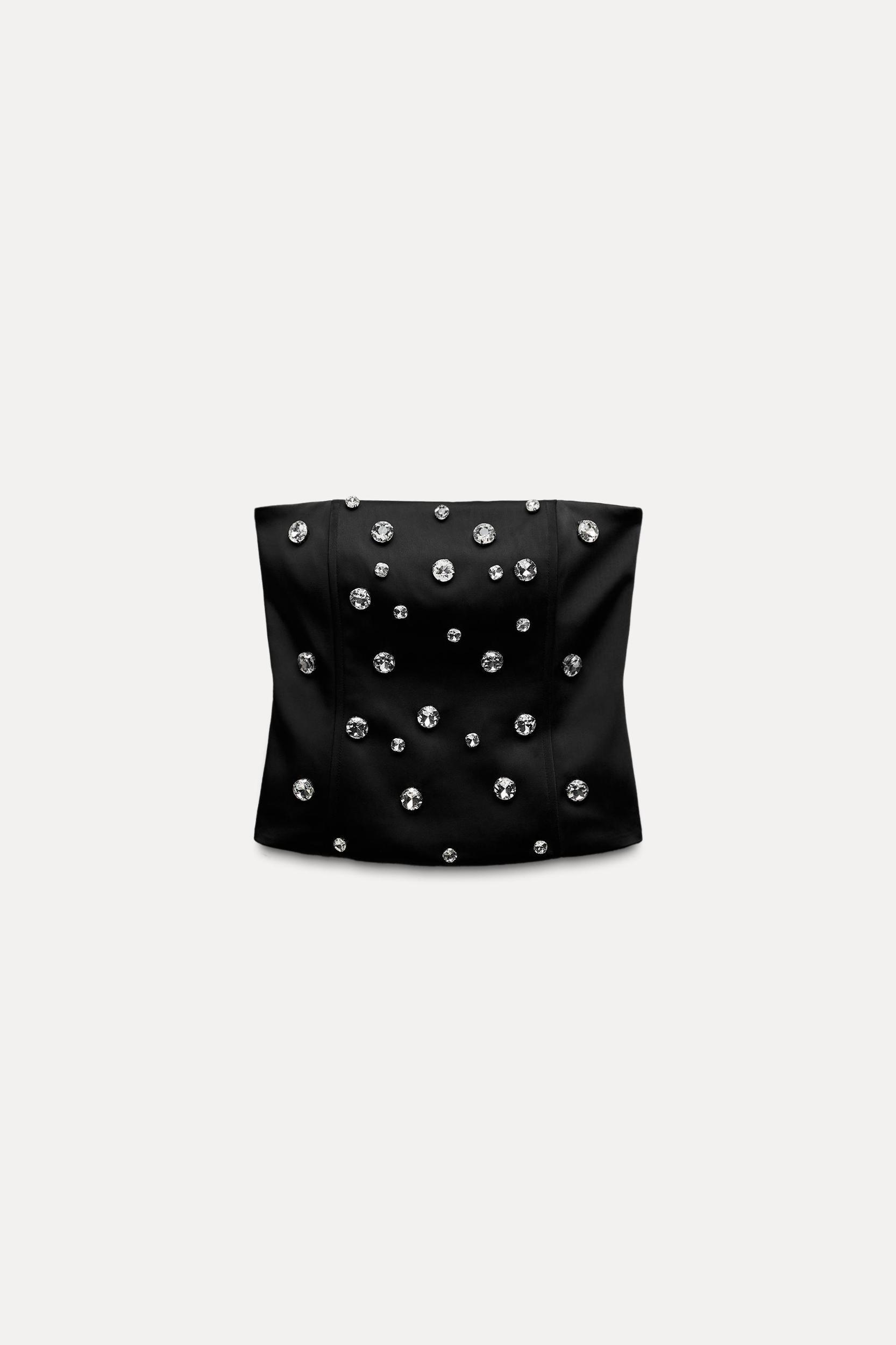 SATIN EFFECT CORSETRY JEWELS TOP Product Image