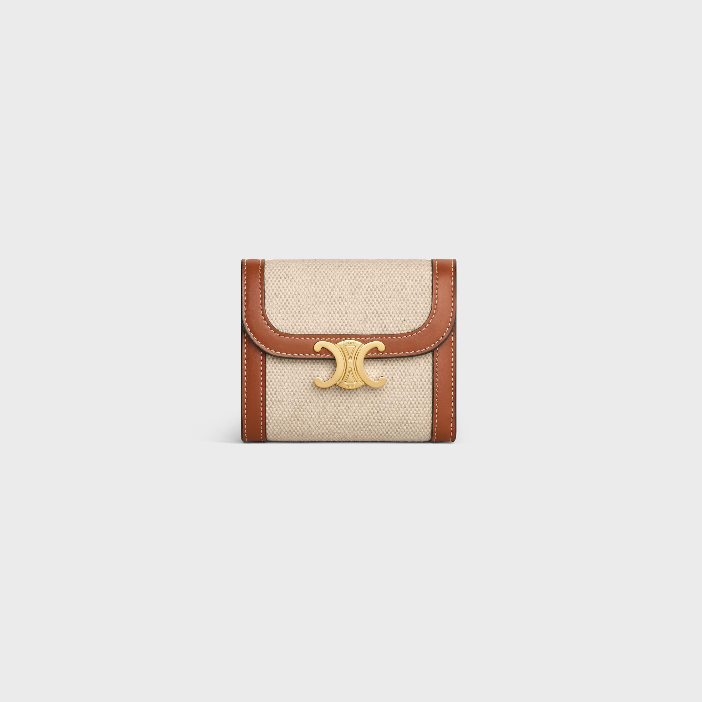 Small Flap Wallet TRIOMPHE IN textile and calfskin Product Image