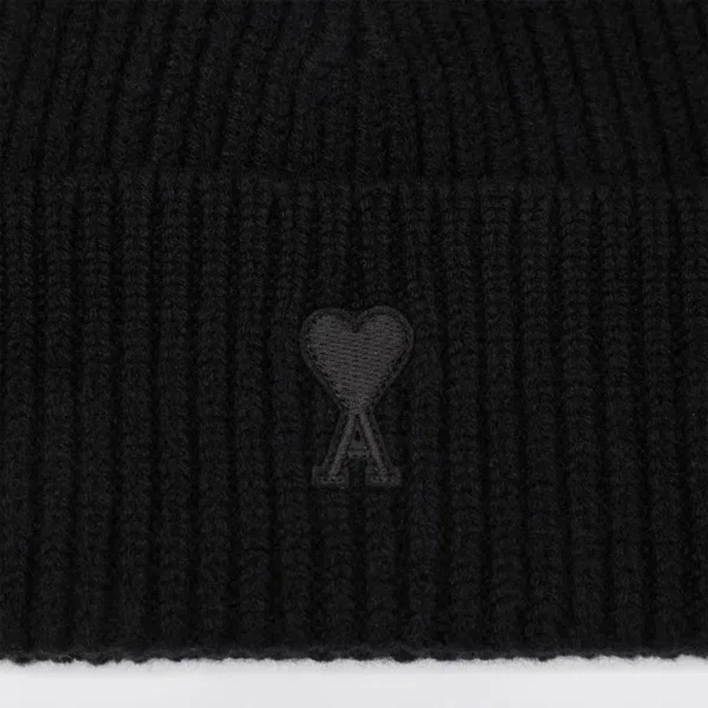 AMI ALEXANDRE MATTIUSSI Ami Paris Ami De Coeur Black Wool Hat Men Product Image
