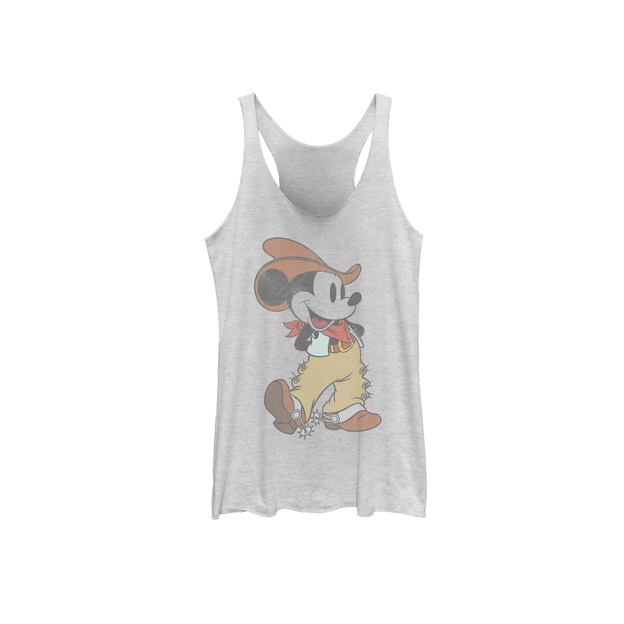 Disney's Mickey & Friends Western Mickey Racerback Tank Top, Girl's, Size: XL, White Grey Product Image