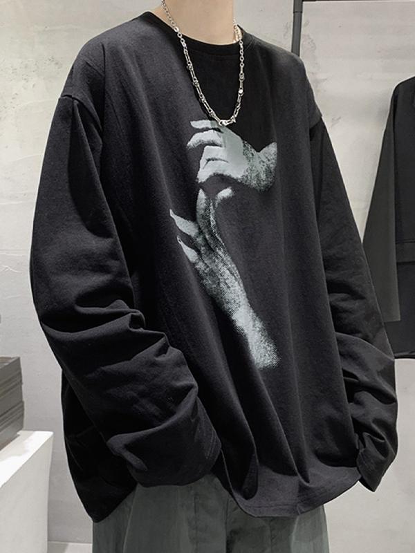 Men's Hand Print Loose Sweatshirt Product Image