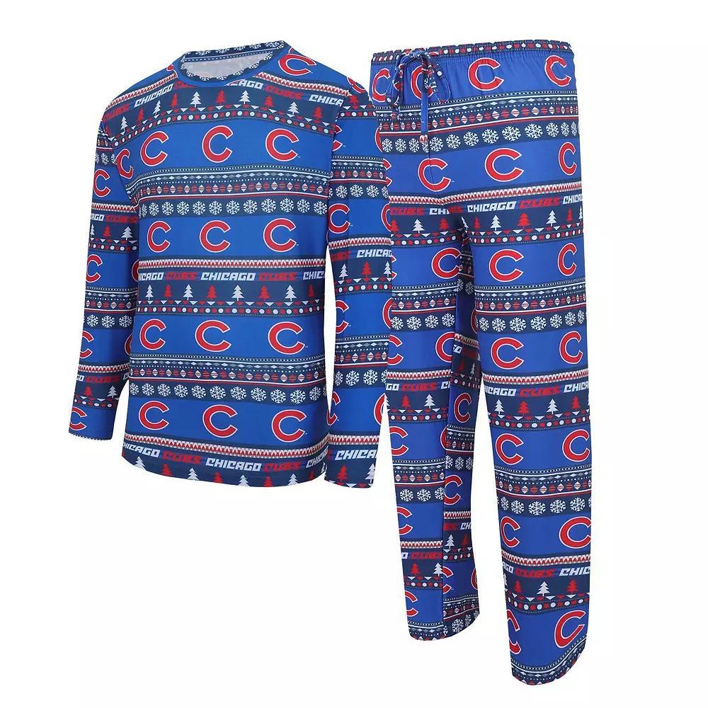 Men's Concepts Sport Royal Chicago Cubs Knit Ugly Sweater Long Sleeve Top & Pants Set, Size: 2XL, Blue Product Image