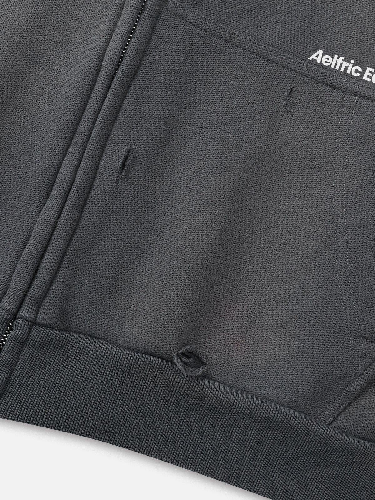 Aelfric Eden Distressed Zip Up Hoodie Product Image