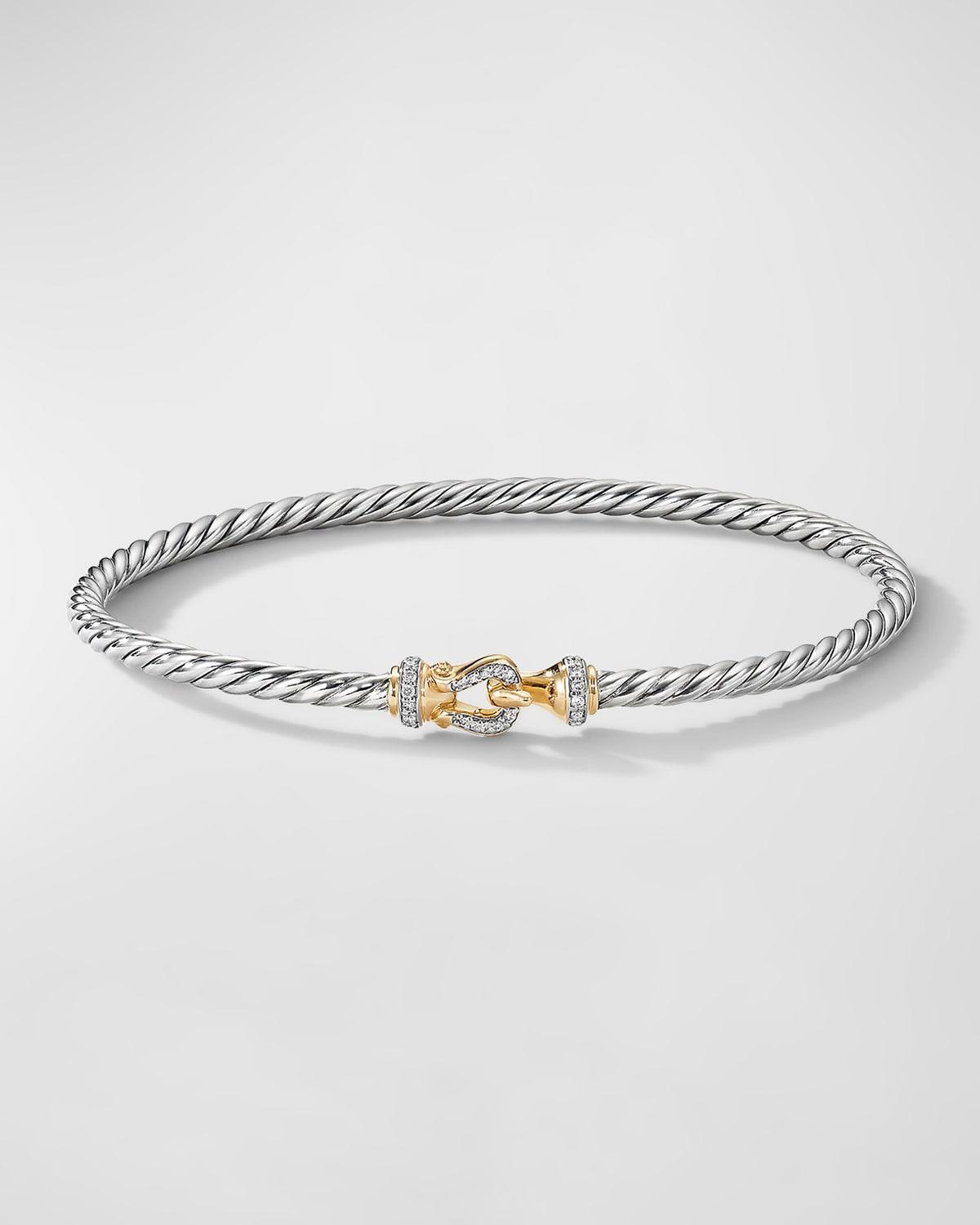 3mm Buckle Helena Bracelet with Diamonds, Silver and Gold Product Image