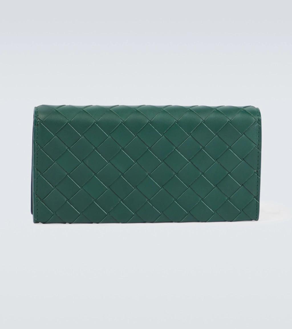 BOTTEGA VENETA Intrecciato Leather Wallet In Green Product Image