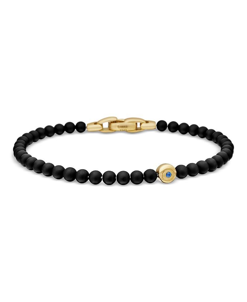 David Yurman Mens Spiritual Beads Evil Eye Bracelet with Black Onyx, Sapphire and 18K Yellow Gold, 4mm Product Image
