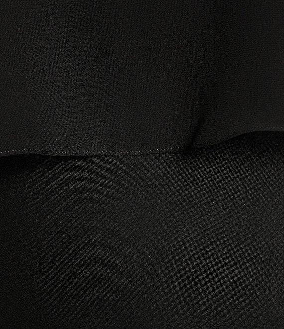 Caroline Rose Matte Crepe Scoop Neck Sheer Georgette Sleeve Capelet Dress Product Image
