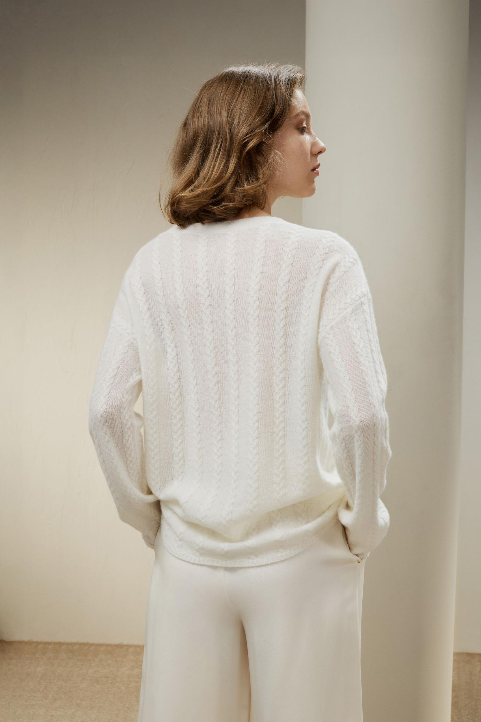 Semi-Sheer Cable-knit Cashmere Sweater Product Image