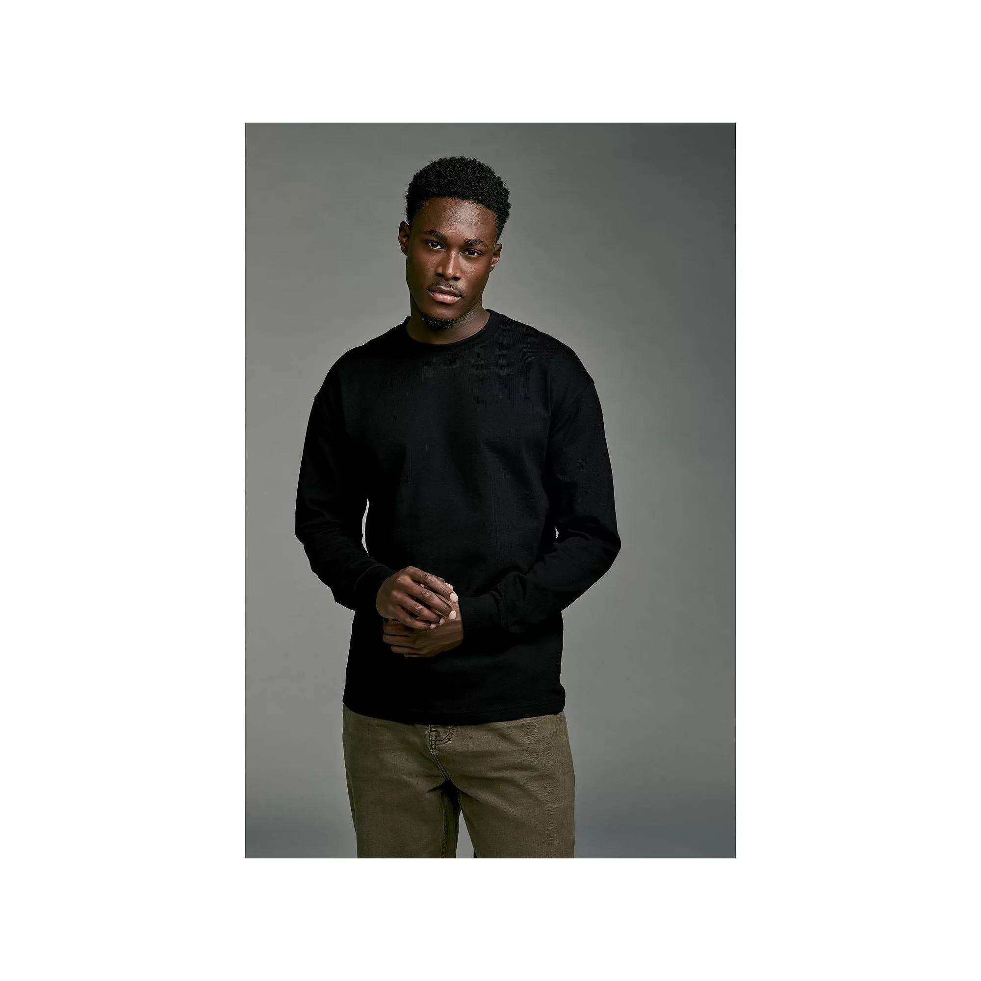 Men's NEXT Black Relaxed Fit Long Sleeve Heavyweight 100% Cotton Long Sleeve Shirt, Size: Large Product Image