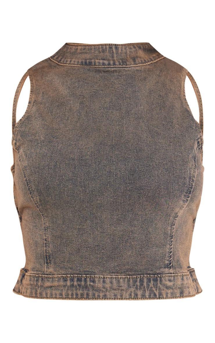 Petite Dirty Grey Denim Backless Top Product Image