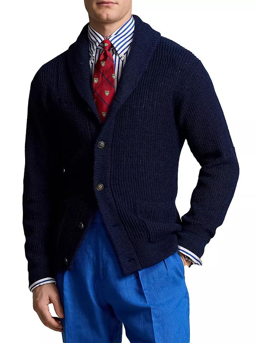 Mens Linen & Cotton-Blend Button-Front Cardigan Product Image