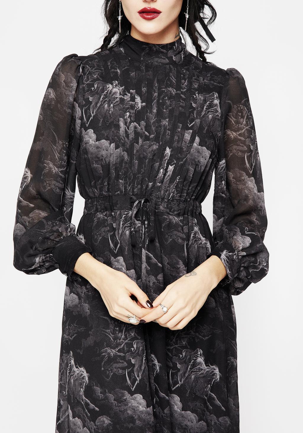 Revelation Chiffon High Neck Midaxi Dress Product Image