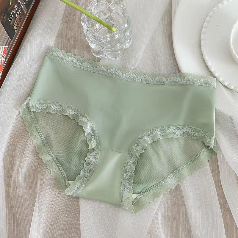 Plain Lace Trim Bikini Panties Product Image