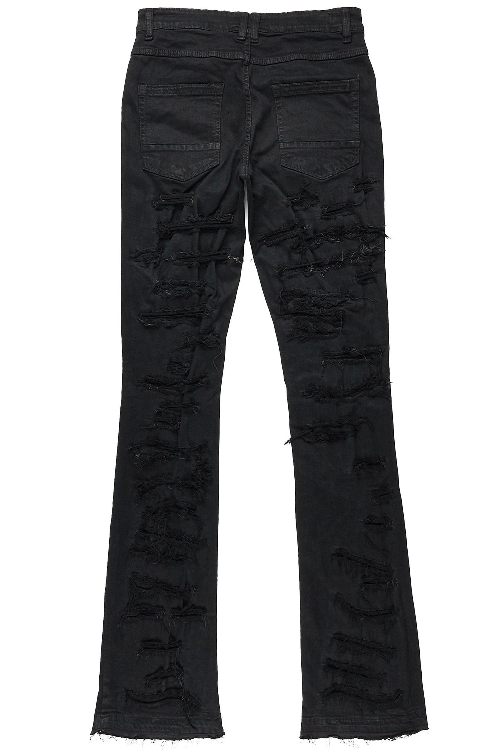 Malyk Jet Black Stacked Flare Jean Male Product Image