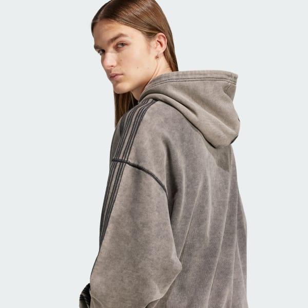 adidas Premium Essentials Retro Washed Hoodie Black L Mens Product Image