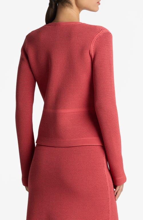 ST JOHN Bi-tonal Stretch Mesh Knit Zip-front Jacket In Rose/dark Claret Multi Product Image