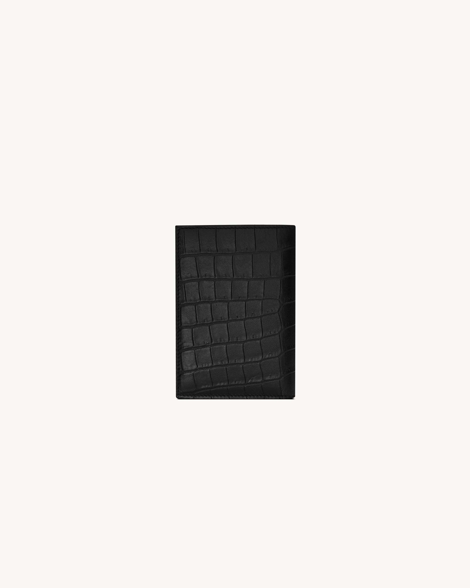 TINY CASSANDRE credit card wallet in CROCODILE-EMBOSSED matte leather Product Image
