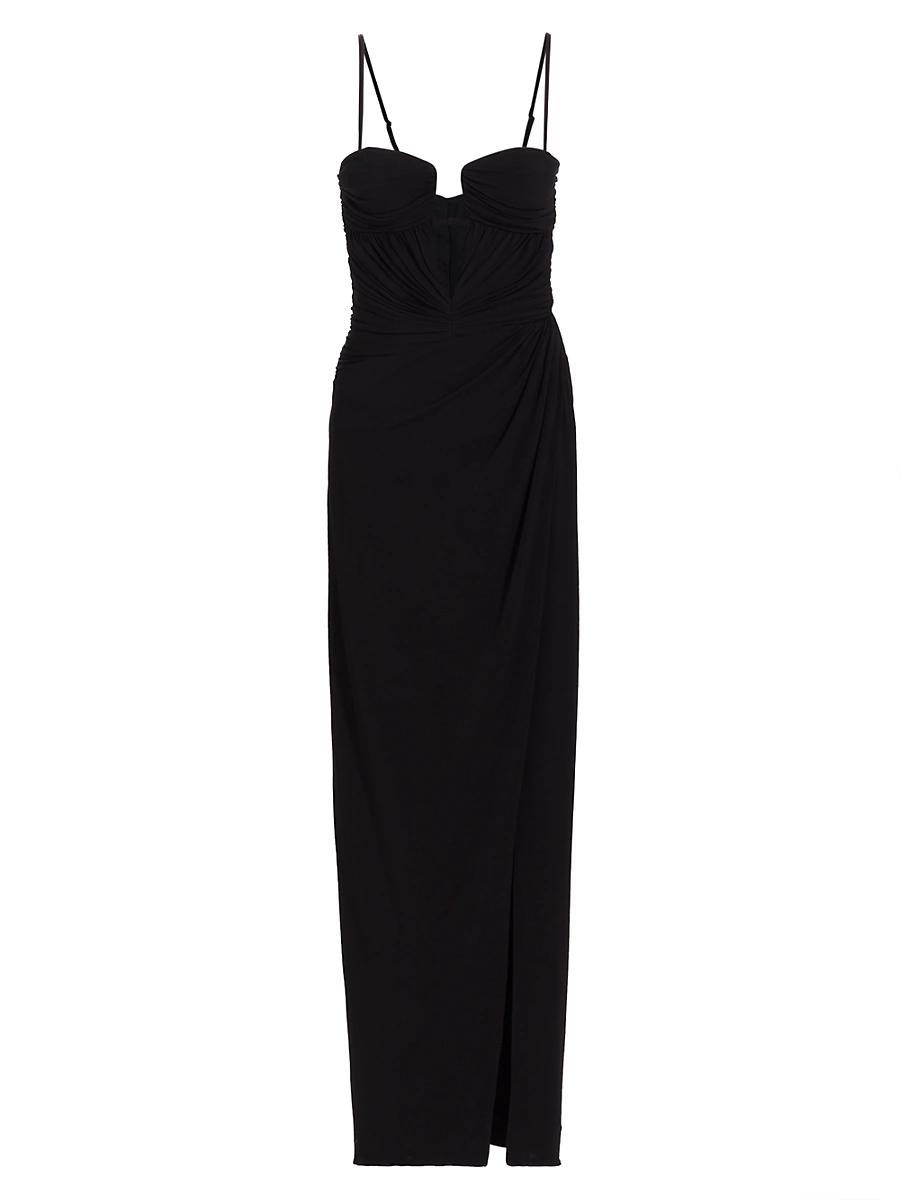 Womens Plunge-Neck Bow Wrap-Skirt Gown Product Image