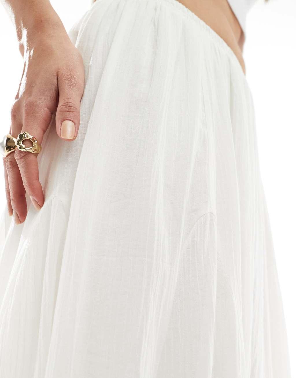 ASOS DESIGN maxi skirt with godet detail in off white Product Image