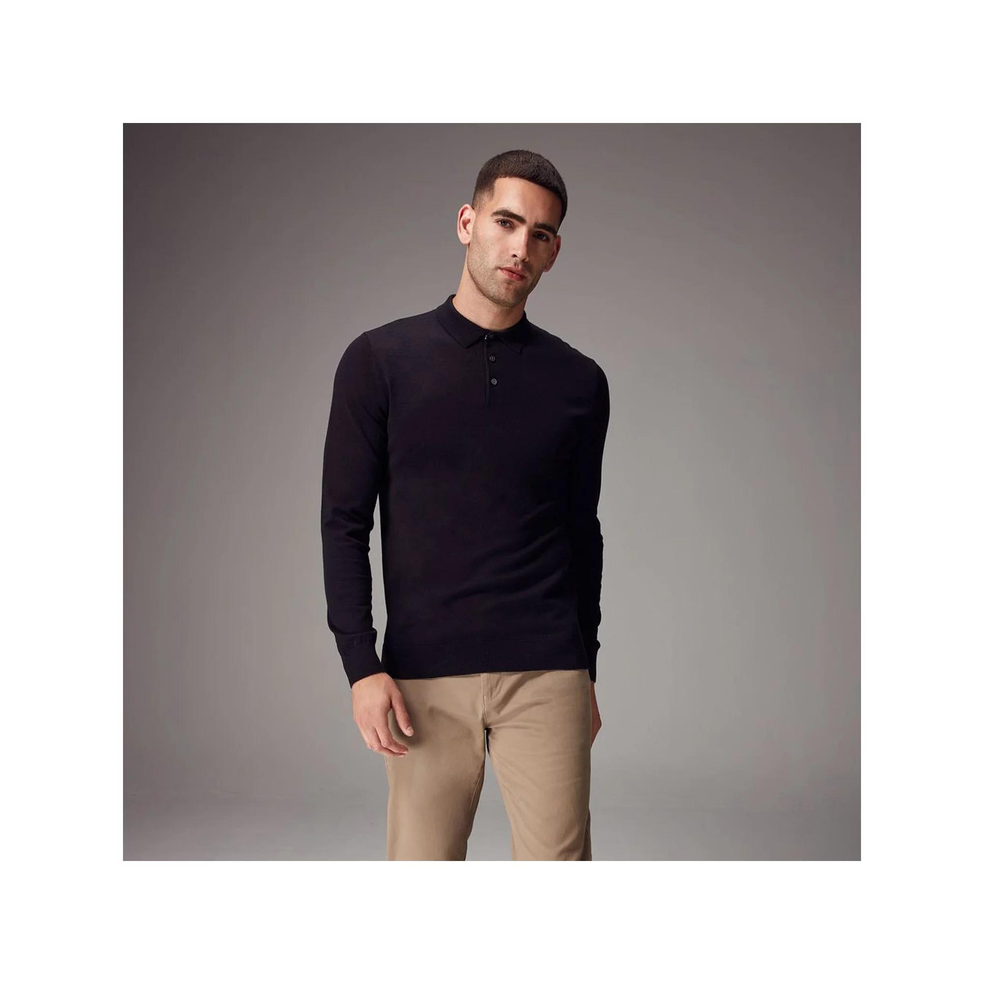 Men's NEXT Polo Button Sweater, Size: Medium, Black Product Image
