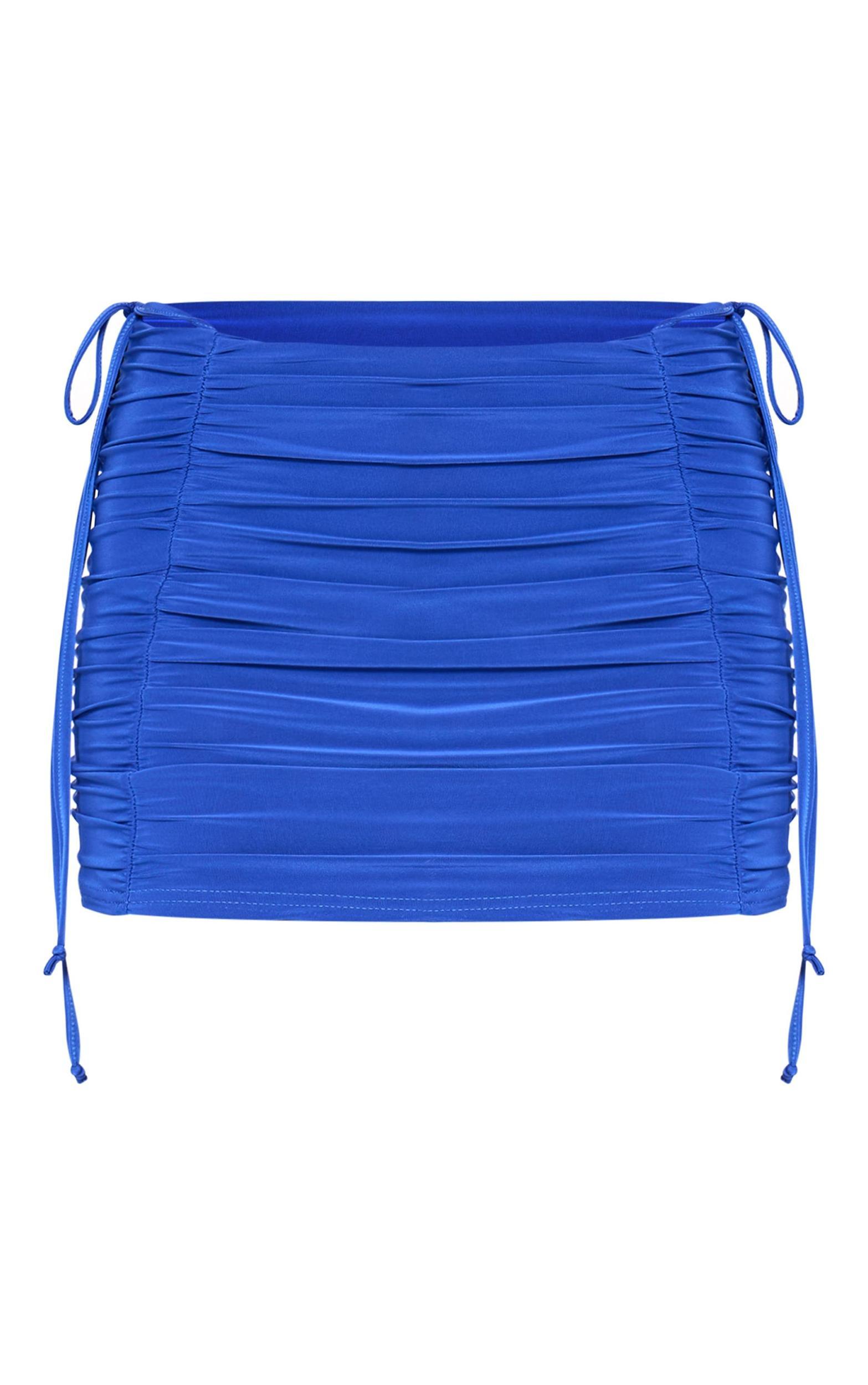 Cobalt Slinky Double Ruched Mini Skirt Product Image