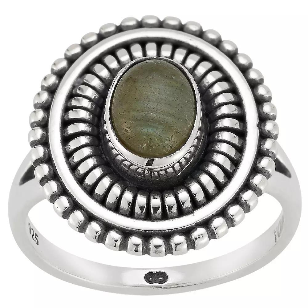 Sunkissed Sterling Sterling Silver Oxidized Oval Labradorite Ring, Women's, Size: 7, Silver Tone Product Image