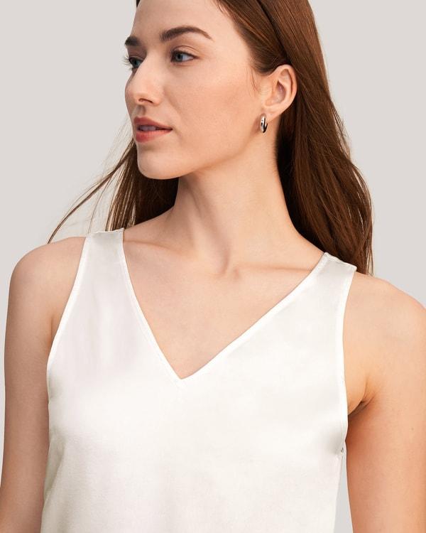 V-Neck Sleeveless Silk Tank Top Product Image